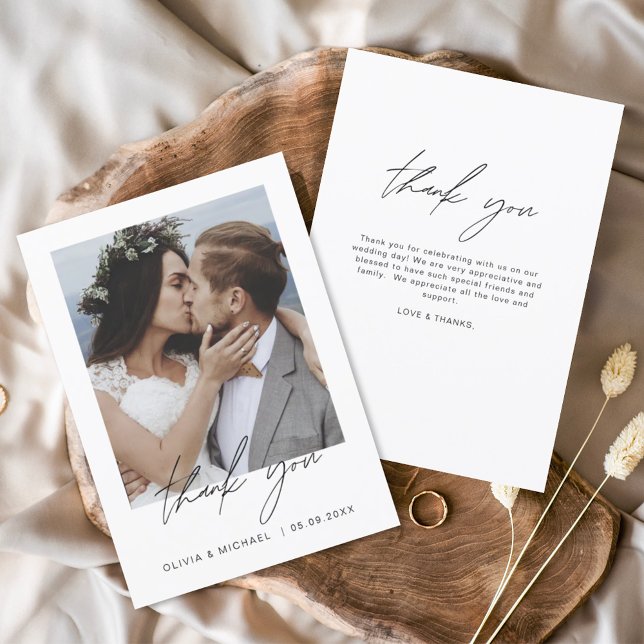 Minimalist Wedding Thank You Photo Simple Card (Creator Uploaded)