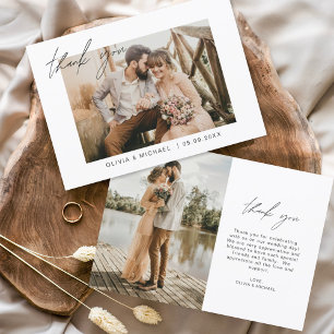 Minimalist Wedding Thank You Photo Simple Card