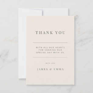 Minimalist Wedding Thank you Soft Beige Card