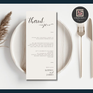 Minimalist Wedding Thank You Table Place Card