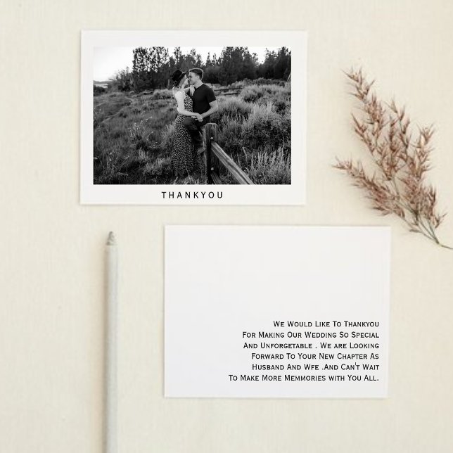 Minimalist wedding thankyou card with Photo (Creator Uploaded)