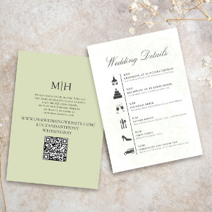 Minimalist Wedding Timeline QR Code Details Card
