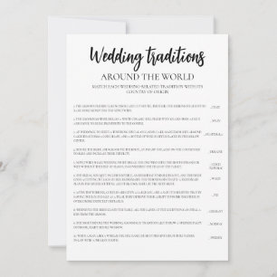 Minimalist Wedding Traditions Bridal Shower Game  Invitation