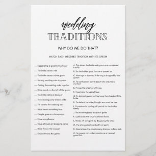 Minimalist Wedding Traditions shower game flyer
