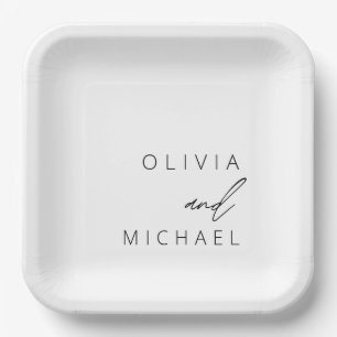 Minimalist Wedding Typography Elegant Paper Plate