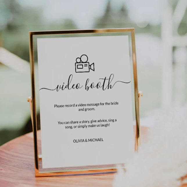 Minimalist Wedding Video Booth Sign, contemporary  Pedestal Sign (Minimalist Wedding Video Booth Sign, contemporary Pedestal Sign)