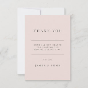 Minimalist Wedding Warm Blush Thank You Card