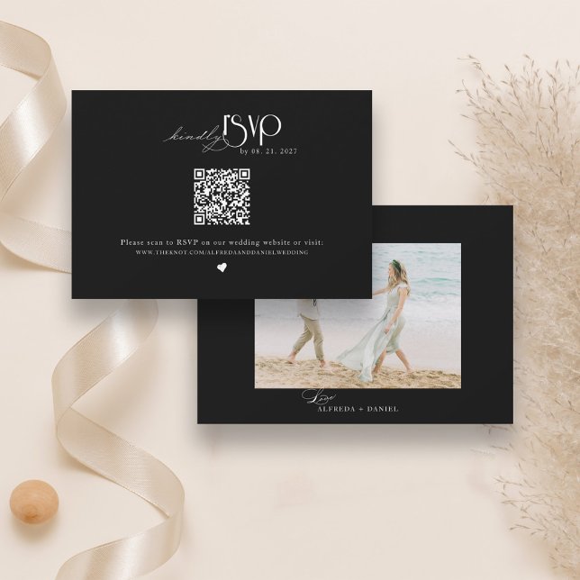 Minimalist Wedding Website QR Code RSVP Card (Creator Uploaded)