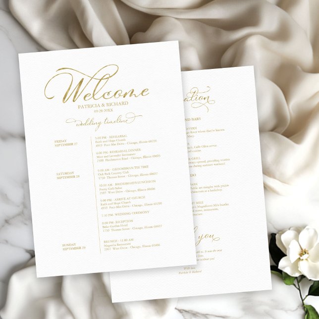 Minimalist Wedding Weekend Itinerary Timeline Card (Creator Uploaded)