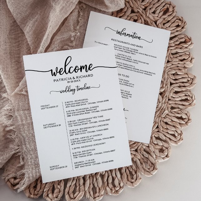 Minimalist Wedding Weekend Itinerary with Icons (Creator Uploaded)
