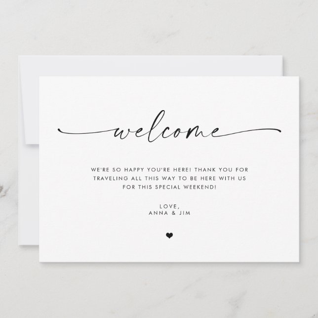 Minimalist Wedding Welcome Bag Insert Card (Front)