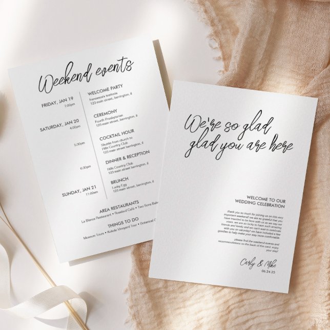 Minimalist Wedding Welcome Bag Insert Programme (Creator Uploaded)