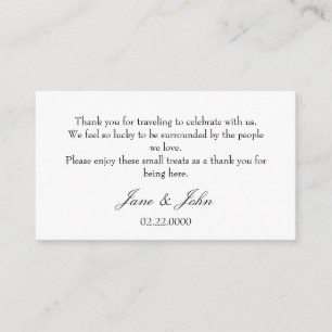 Minimalist Wedding Welcome Bag Thank You Card
