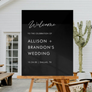 Minimalist Wedding Welcome Black  Acrylic Sign