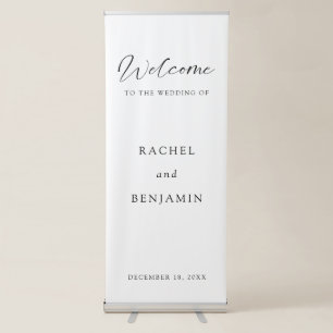 Minimalist Wedding Welcome Modern Script Elegant Retractable Banner