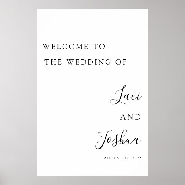 Minimalist Wedding Welcome Sign | Custom Names  (Front)