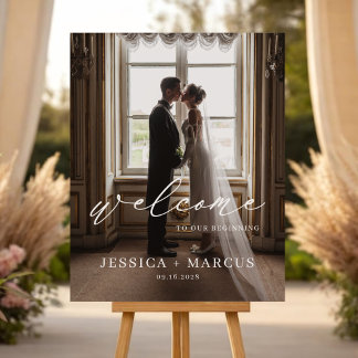 Minimalist Wedding Welcome Sign Poster with Photo