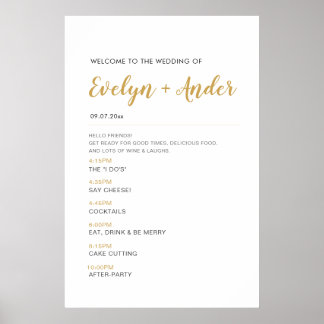 Minimalist Wedding Welcome & Timeline Program Poster