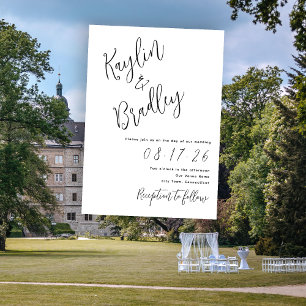 Minimalist Wedding White Invitations First Names