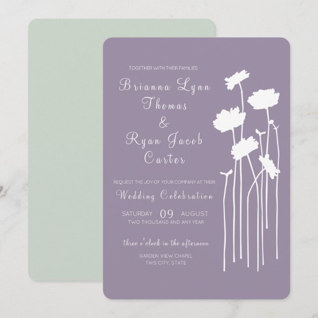 Minimalist Wedding Wildflowers Invitation (Front/Back)