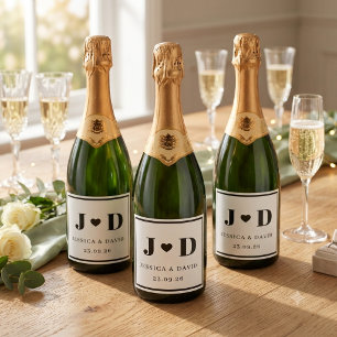 Minimalist Wedding Wine Bottle Labels Custom Date
