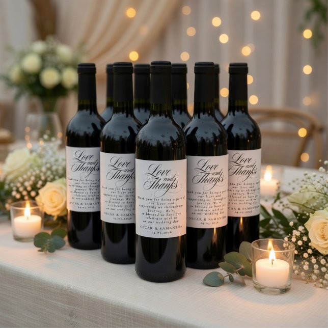 Minimalist Wedding Wine Label Elegant Script  (Creator Uploaded)