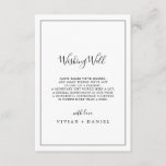 Minimalist Wedding Wishing Well Card<br><div class="desc">This minimalist wedding wishing well card is perfect for a simple wedding. The modern romantic design features classic black and white typography paired with a rustic yet elegant calligraphy with vintage hand lettered style. Customisable in any colour. Keep the design simple and elegant, as is, or personalise it by adding...</div>
