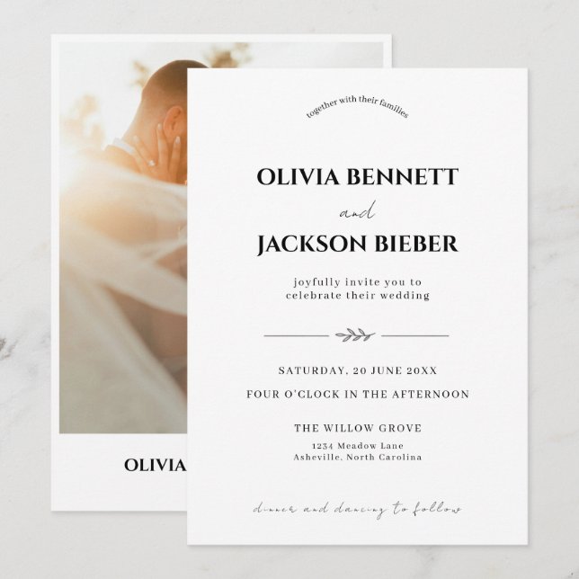 Minimalist Wedding with Elegant Modern Typography Invitation (Front/Back)