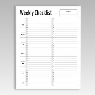 Minimalist Weekly Checklist Notepad