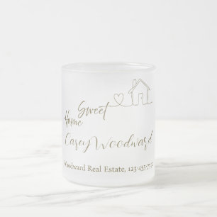 Minimalist Welcome Home Client Appreciation Frosted Glass Coffee Mug