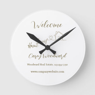 Minimalist Welcome Home Client Appreciation Round Clock