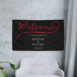 Minimalist Welcome Red And Black Stylish Script Banner