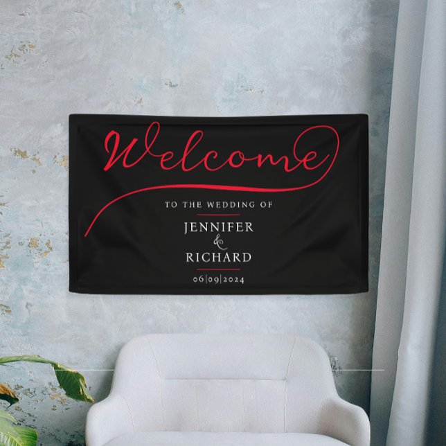 Minimalist Welcome Red And Black Stylish Script Banner (Creator Uploaded)
