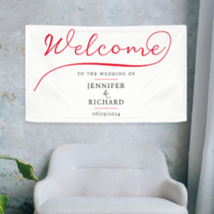 Minimalist Welcome Red And White Stylish Script Banner