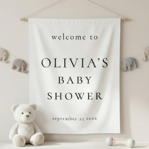 Minimalist Welcome to Baby Shower Fabric Sign Tapestry