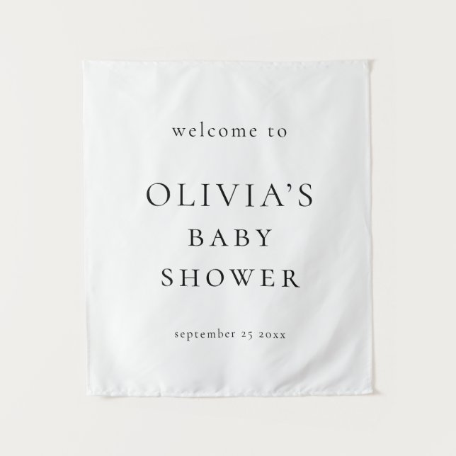 Minimalist Welcome to Baby Shower Fabric Sign Tapestry (Front)