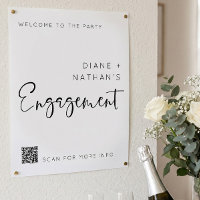 Minimalist Welcome to Our Engagement QR code Sign
