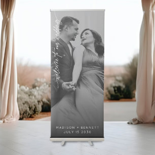 Minimalist Welcome to Our Wedding Elegant Script Retractable Banner