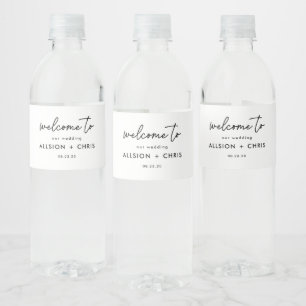 Minimalist Welcome To Our Wedding Favours Water Bottle Label