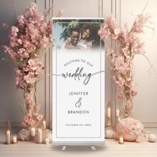 Minimalist Welcome to Our Wedding Photo Retractab Retractable Banner