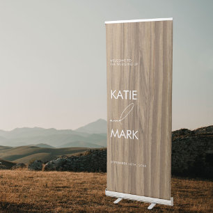 Minimalist Welcome To Our Wedding Wood Retractable Banner