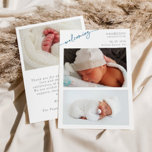 Minimalist Welcoming Photo Baby Announcement Card