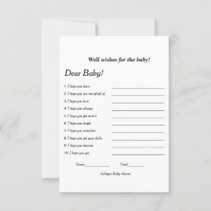 Minimalist well wishes for the baby shower game invitation
