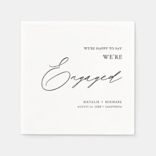 Minimalist We're Engaged Custom Engagement Party Napkin