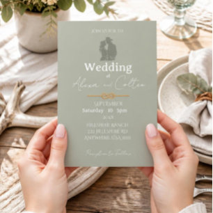 Minimalist Western Wedding Invitation Sage