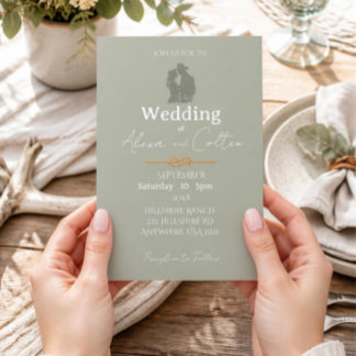 Minimalist Western Wedding Invitation Sage