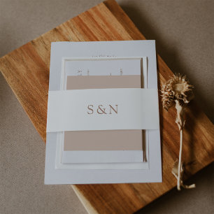 Minimalist Western Wedding   Monogram Invitation Belly Band
