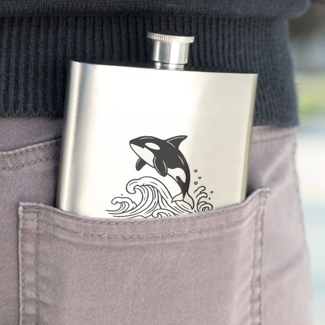 Minimalist Whale Family Reunion Flask (In Situ)