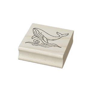 Minimalist Whale Line Art – Ocean Animal Rubber Stamp