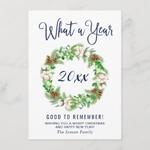 Minimalist What a Year Merry Christmas Greeting Holiday Card